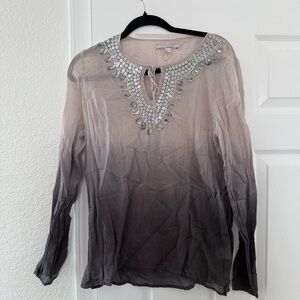 Romeo & Juliet Couture Gray Ombre Blouse
